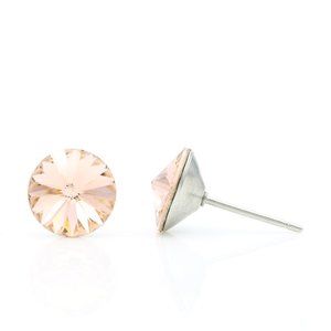 8mm Vintage Pink Swarovski Studs | Pink Crystal Earrings | Hypoallergenic Studs